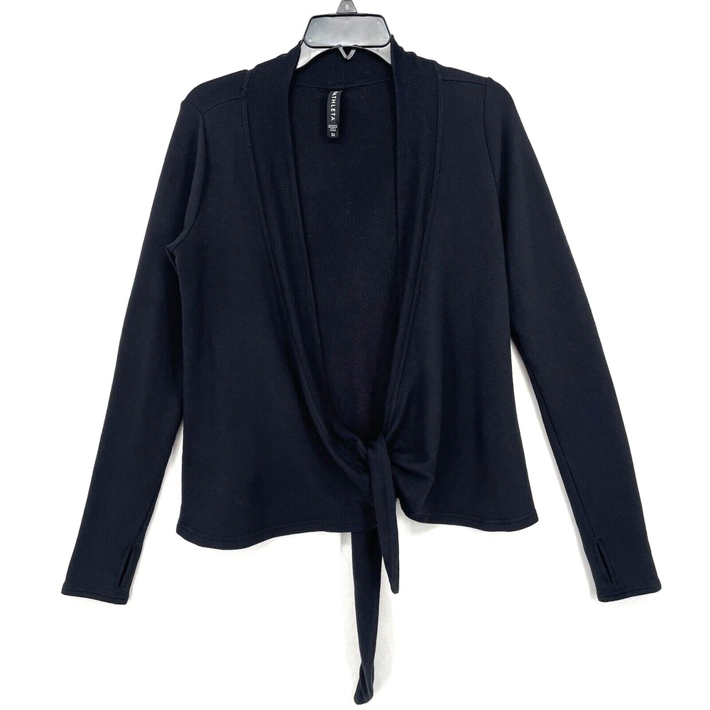 Athleta Retroterry Wrap Black Sweatshirt Sweater Size XS Ballet Gym Loungewear